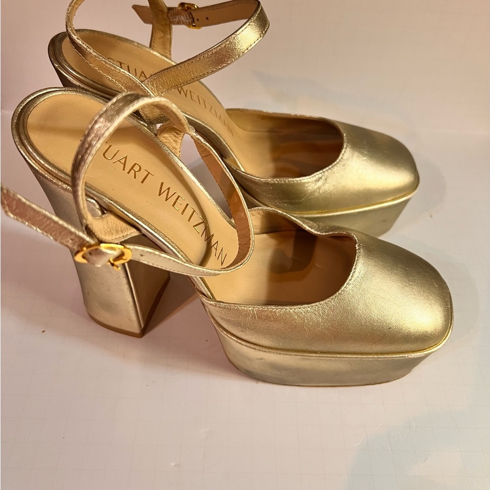 stuart Weitzman skyhigh heels sz 7 Light Gold